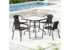 Gardeon Outdoor Dining Set 5 Piece Steel Stackable Chairs & Table – Patio Furniture