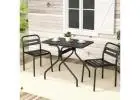 Stylish Gardeon 3PC Outdoor Bistro Set – Steel Patio Table & Chairs Black