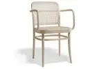 TON 811 Cane Armchair with Natural Woven Seat & Backrest Design