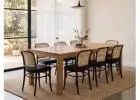 Luxury Black Hoffmann Chair with Upholstered Seat and Cane Backrest