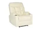 8 Point Electric Massage Recliner Chair PU Leather Lounge Sofa Beige