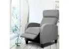 Artiss Fabric Reclining Armchair Grey Lounge Sofa Recliner Chair