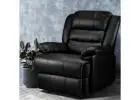 Artiss Recliner Chair Leather Black Cissy PU Leather Lounge Sofa