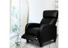 Artiss PU Leather Reclining Armchair Black Lounge Recliner Sofa