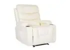 8 Point Electric Massage Recliner Chair PU Leather Lounge Sofa Cream