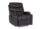8 Point Electric Massage Recliner Chair PU Leather Lounge HARLOW Brown