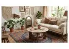 Mid-Century 2-Tier Round Coffee Table with Faux Marble Top & Solid Wood Legs